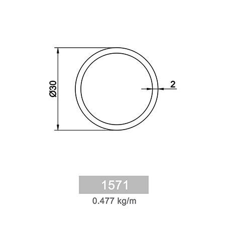 0.477 kg/m R 40 Round Railing Profile