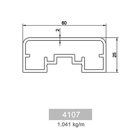 1.041 kg/m Square and Rectangle Railing Profile
