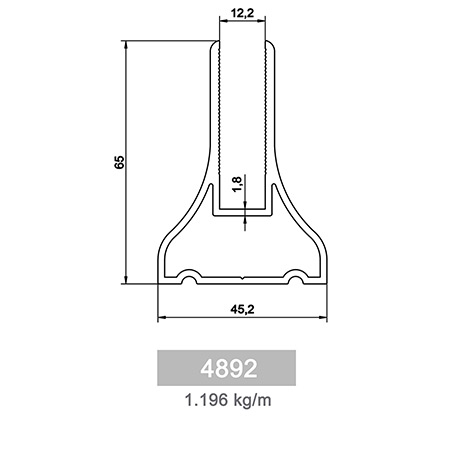 1.196 kg/m Square and Rectangle Railing Profile