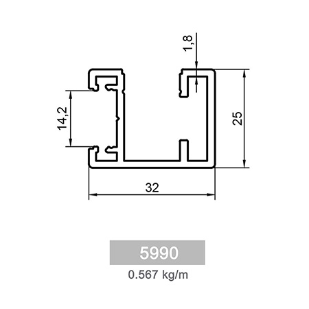 0.567 kg/m Square and Rectangle Railing Profile