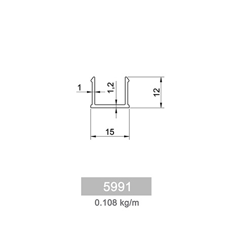 0.108 kg/m Square and Rectangle Railing Profile