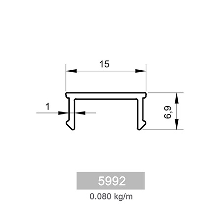 0.080  kg/m Square and Rectangle Railing Profile