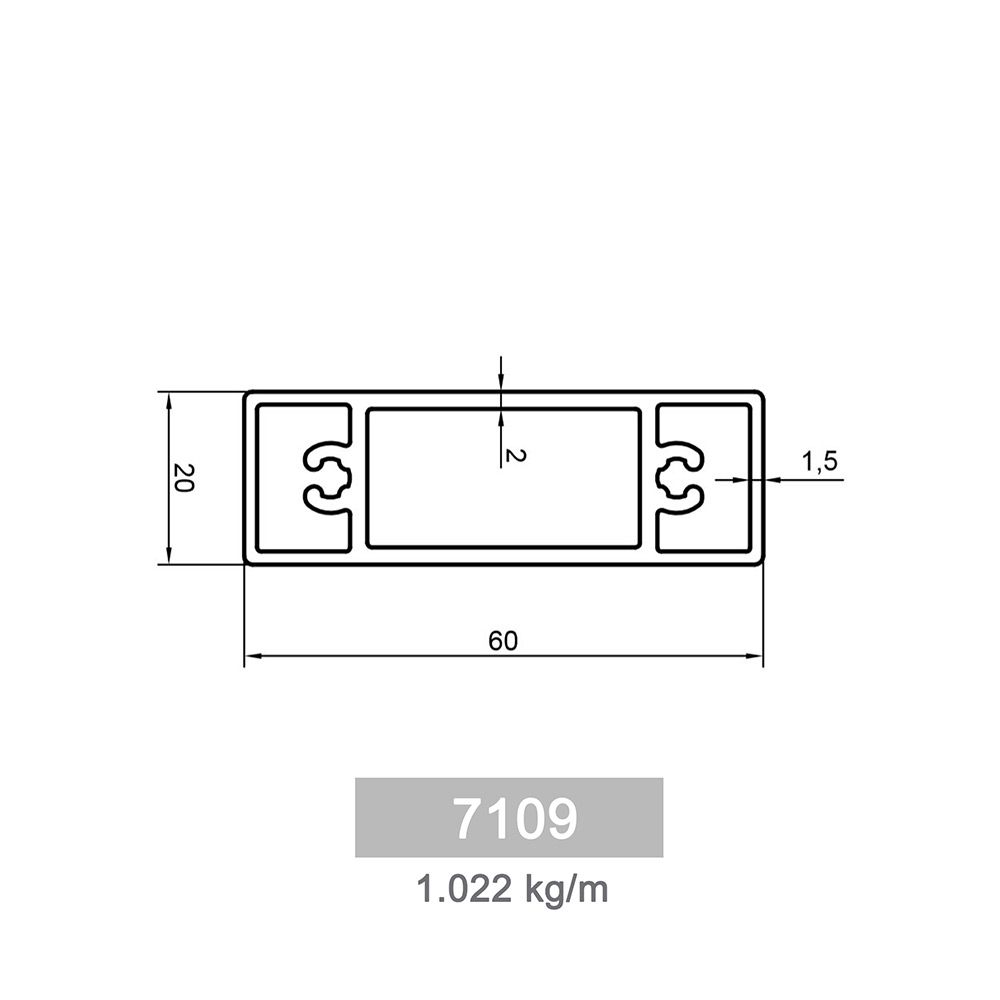 1.022 kg/m Modüler Korkuluk Sistemleri Profili