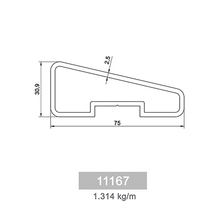 1.314 kg/m LM 55 Flat Railing Profile