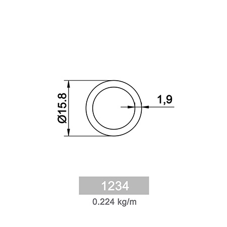 0.224 kg/m R 40 Round Railing Profile