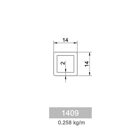 0.258 kg/m Square and Rectangle Railing Profile