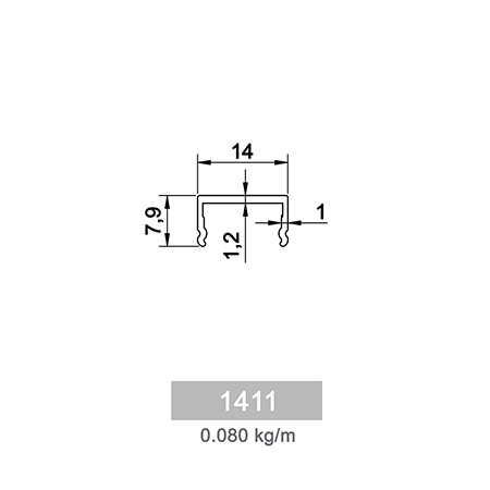0.080 kg/m Square and Rectangle Railing Profile