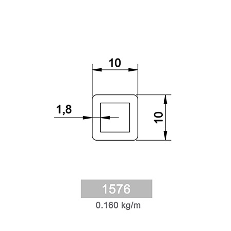 0.160 kg/m Square and Rectangle Railing Profile