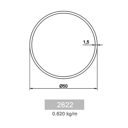 0.620 kg/m R 40 Round Railing Profile