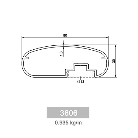 0.935 kg/mOval and Elliptic Railing Profile