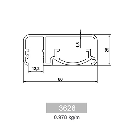 0.978 kg/m Square and Rectangle Railing Profile