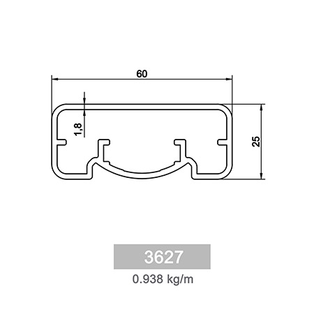 0.938 kg/m Square and Rectangle Railing Profile