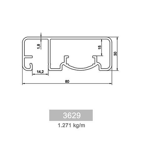 1.271 kg/m Square and Rectangle Railing Profile