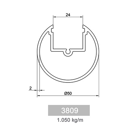 1.050 kg/mt GS 50 Glass Channel Railing Profile