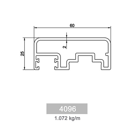 1.072 kg/m Square and Rectangle Railing Profile