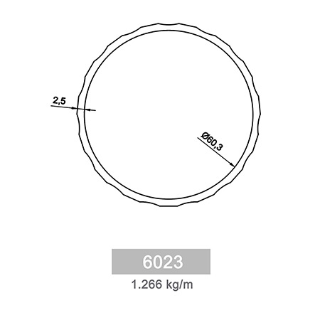 1.266 kg/m R 40 Round Railing Profile