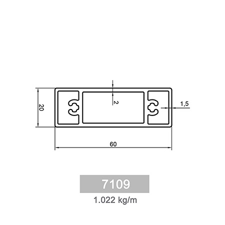 1.022 kg/m Moduler Railing Systems Profile