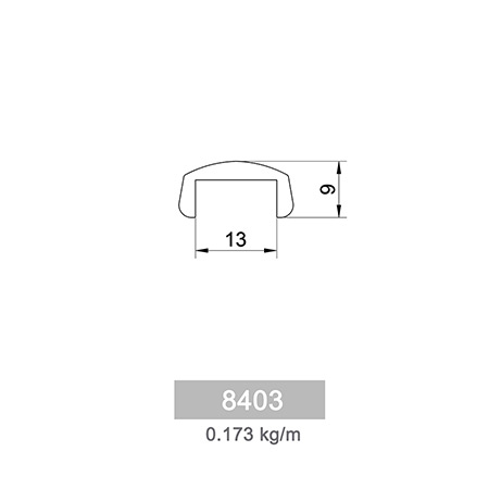 0.173 kg/mt GS 50 Glass Channel Railing Profile