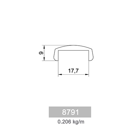0.206 kg/mt GS 50 Cam Kanal Korkuluk Profili