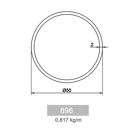 0.817 kg/m R 40 Round Railing Profile