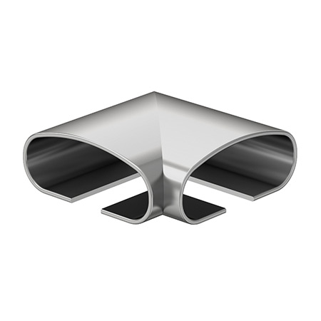 30x80 Oval channel pipe 90˚ cornering connectiion